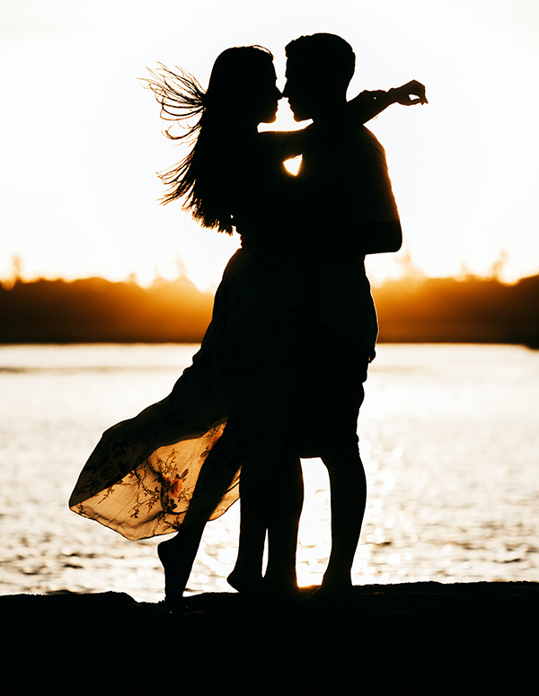 Couple hug at beach